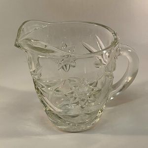 Vintage Anchor Hocking Pressed Glass Creamer Pitcher Star Pattern 4"